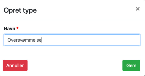Opret hændelsestyper