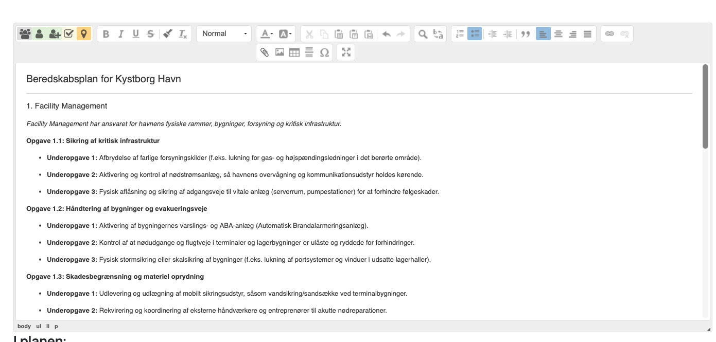 En typisk, om end fiktiv, beredskabsplan