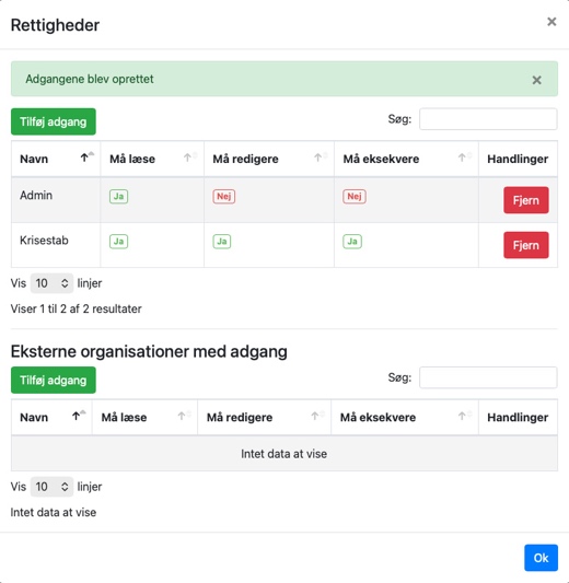 Adgang er tildelt