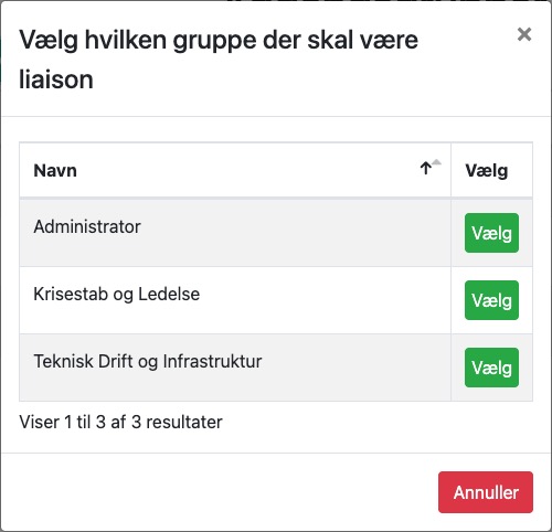 Vælg hvilken adgangsgruppe der skal være liaison