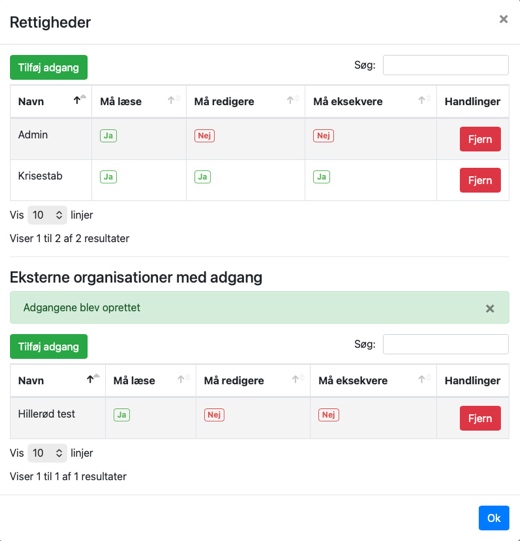 Nu er der tildelt adgang til interne og eksterne – beredskabsplanen er klar.