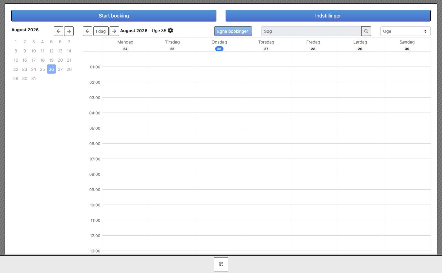 Bred kalender med visningsvælgeren.