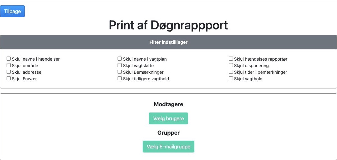 Bred rapportdialog med periode og indholdsvalg.