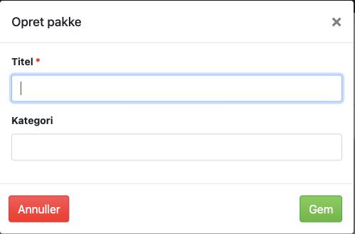 Pakkens titel og kategori angives, før forløbet knyttes til.