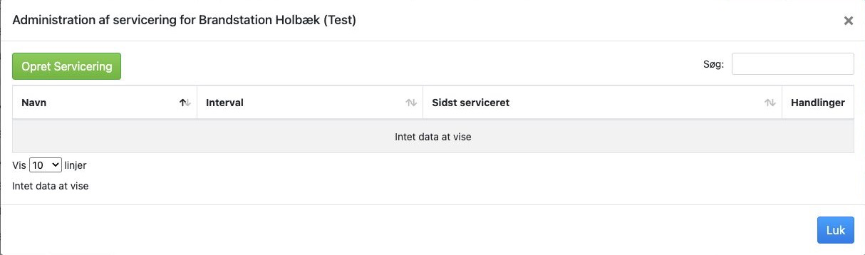 Bred visning af servicerapporter og serviceintervaller.
